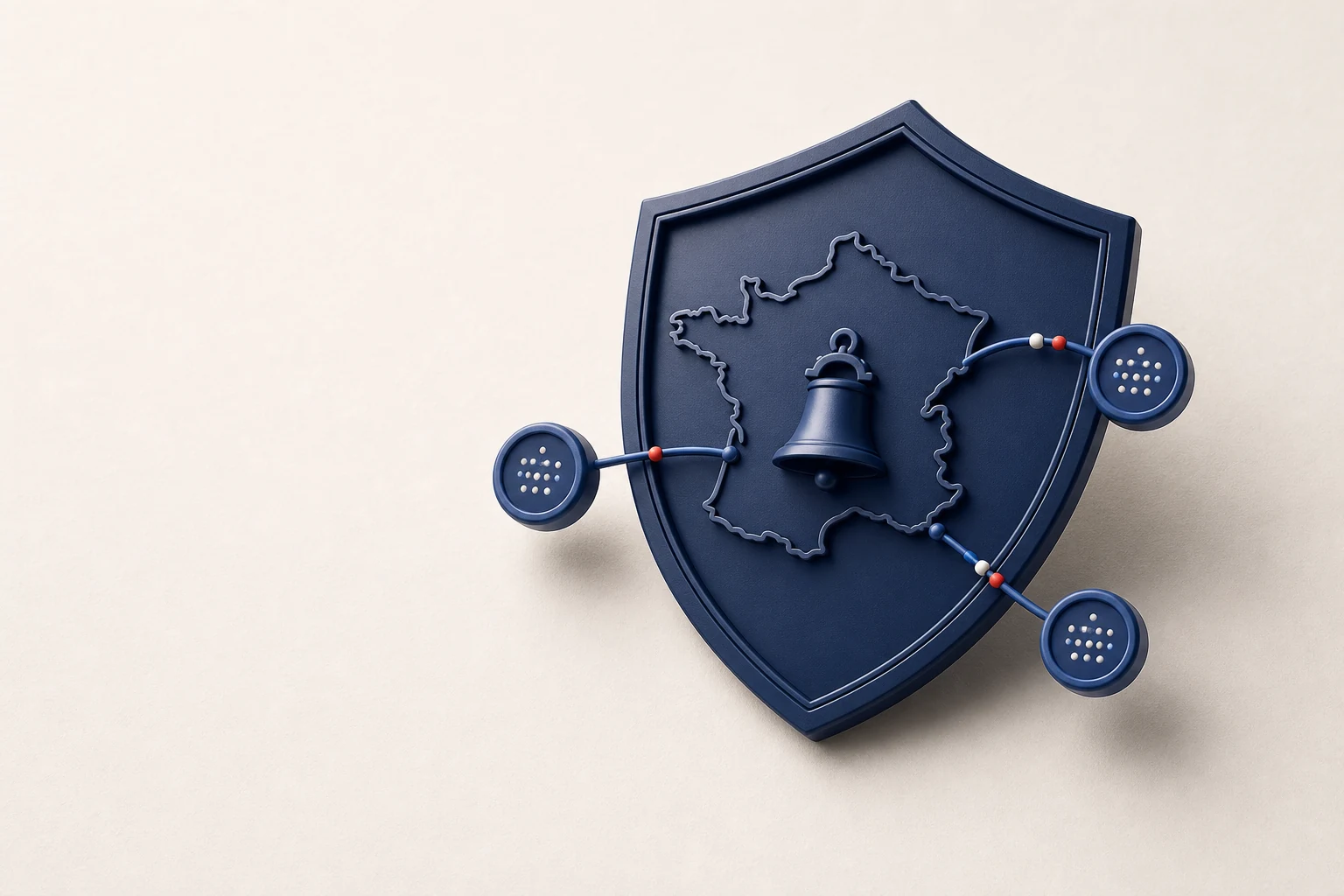 Bouclier bleu représentant la confiance et l’hébergement français de CarillonPro.